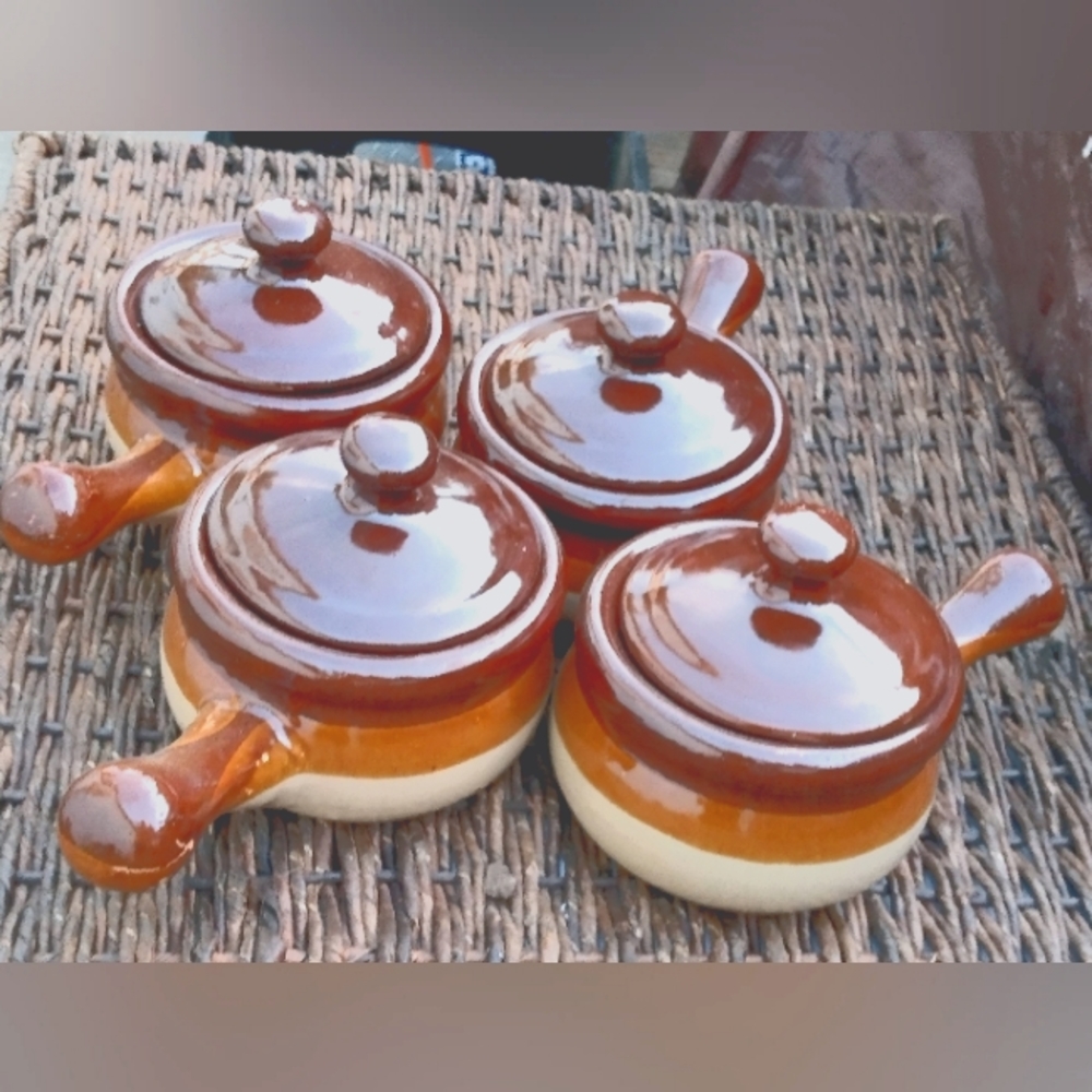 Vintage Onion soup bowls with Lid.
